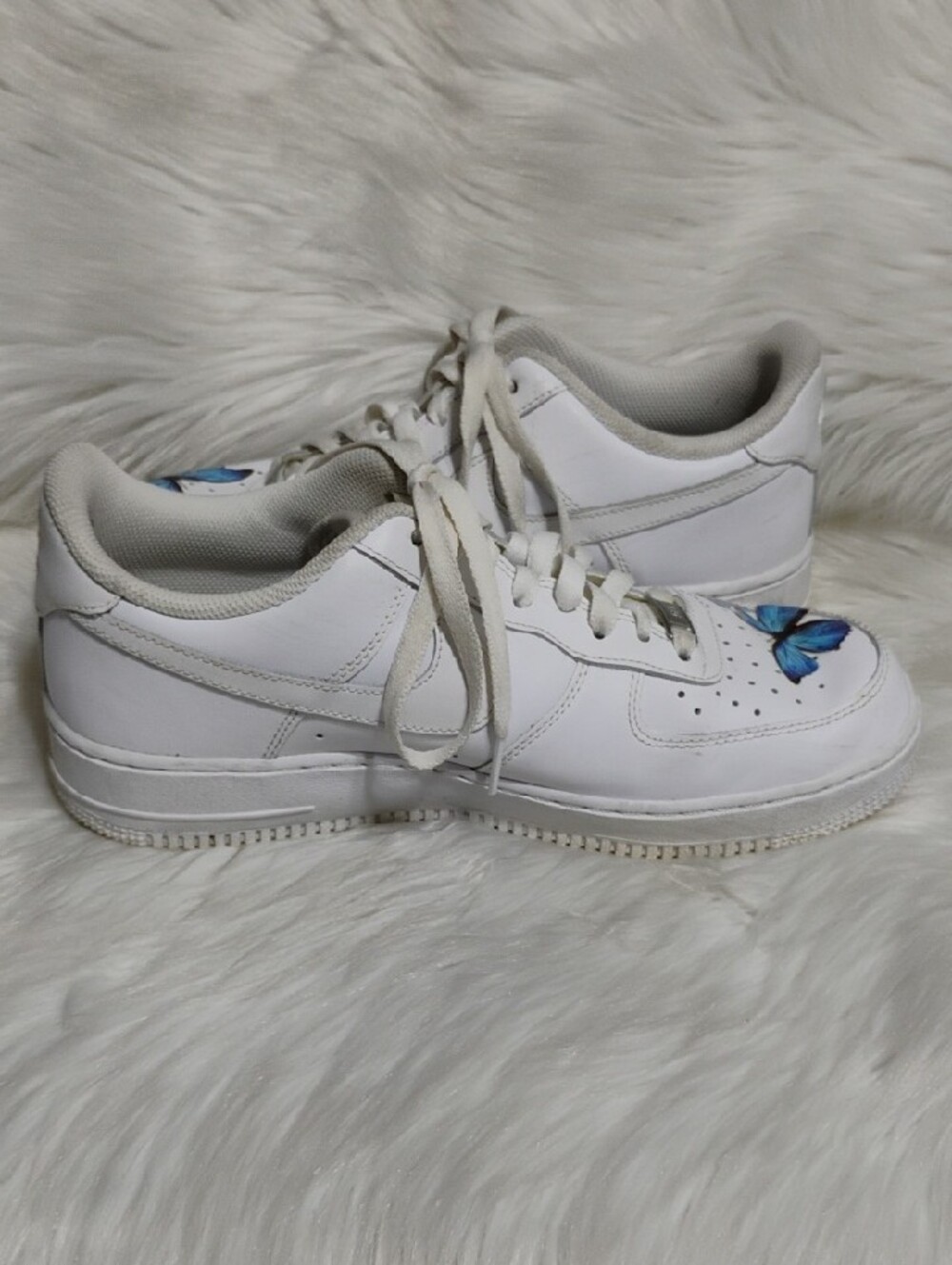 (C-64) Nike Air Force 1 Blue Butterfly Custom Design Sneakers - Picture 7 of 13